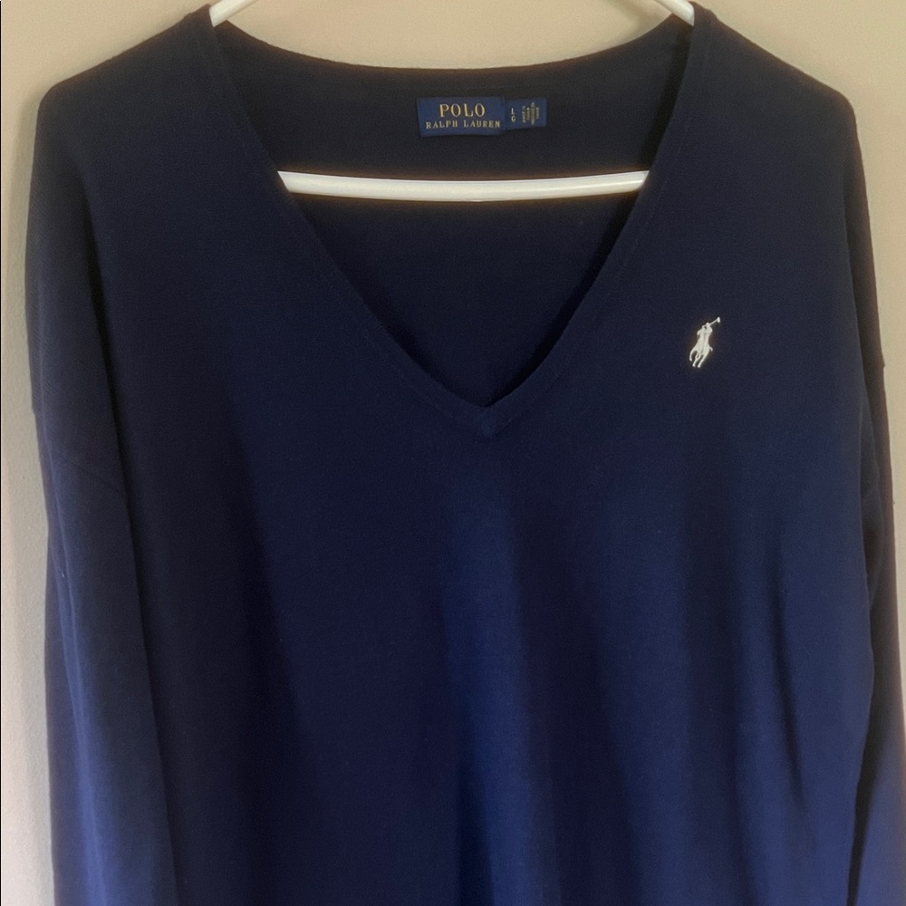 Polo by Ralph Lauren Men's Deep Blue V-Neck Sweater or Women’s